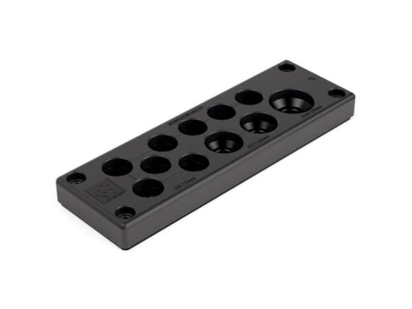 LAPP SKINTOP® MULTI Version 4 Platta för flera kabelgenomföringar Klämdiameter (max.) 20 mm Plåttjocklek (max.) 14 mm Polykarbonat 1 st