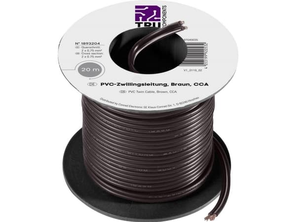 TRU COMPONENTS 1566632 Tråd 2 x 0,75 mm² Vit 20 m