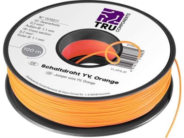 TRU COMPONENTS 1567895 Ristikkolanka Yv 1 x 0,20 mm² Keltainen 50 m