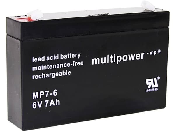multipower PB-6-7-4,8 Blybatteri 6 V 7 Ah Blyfleece (B x H x T) 151 x 100 x 34 mm Fladstik 4,8 mm Vedligeholdelsesfri, Lav selvafladning