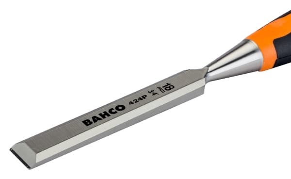 Bahco 424P-4, Finjusteringsmeisel, Meisel skjær, Stål, Sort, Oransje, Gummi, Grep som ikke glir