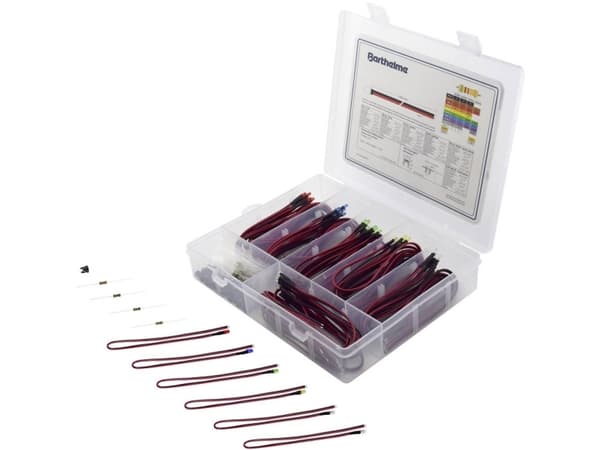 Barthelme LED-sortiment Röd, blå, grön, gul, kall vit, varm vit Rund 3 mm 100 mcd, 600 mcd, 1500 mcd, 8000 mcd, 9000 mcd 25 °, 30 ° 20 mA 2 V, 3 V