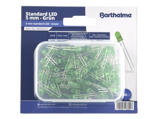 Barthelme LED-valikoima Vihreä Pyöreä 5 mm 120 mcd 35 ° 20 mA 3 V