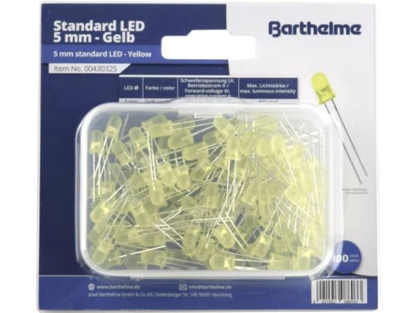 Barthelme LED-sortiment Gul Rund 5 mm 800 mcd 35 ° 30 mA 2 V