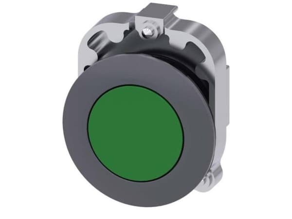 Siemens 3SU1060-0JA40-0AA0 Painike Eturengas metallia, säätönuppi litteä Vihreä Paineen vapautus 1 kpl