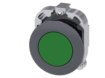 Siemens 3SU1060-0JA40-0AA0 Painike Eturengas metallia, säätönuppi litteä Vihreä Paineen vapautus 1 kpl