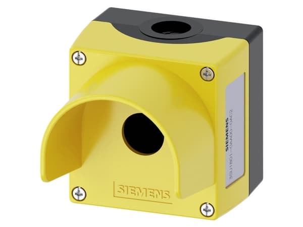 Siemens 3SU1801-0AA00-0AC2 Tomt hus 1 installationspunkt, med beskyttelseskrave (L x B x H) 85 x 85 x 112.5 mm Gul 1 stk