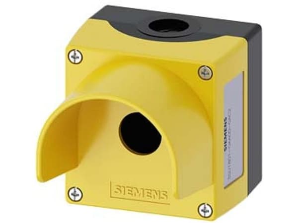 Siemens 3SU1801-0AA00-0AC2 Tomt hus 1 installationspunkt, med beskyttelseskrave (L x B x H) 85 x 85 x 112.5 mm Gul 1 stk