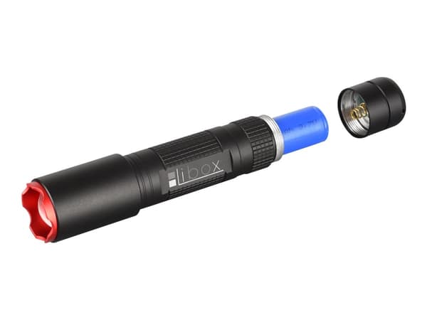Libox Latarka akumulatorowa Ultra Compact LB0108 NEW, Käsikokoinen taskulamppu, Musta, Alumiini, Painikkeet, Rotaatio, IPX4, LED