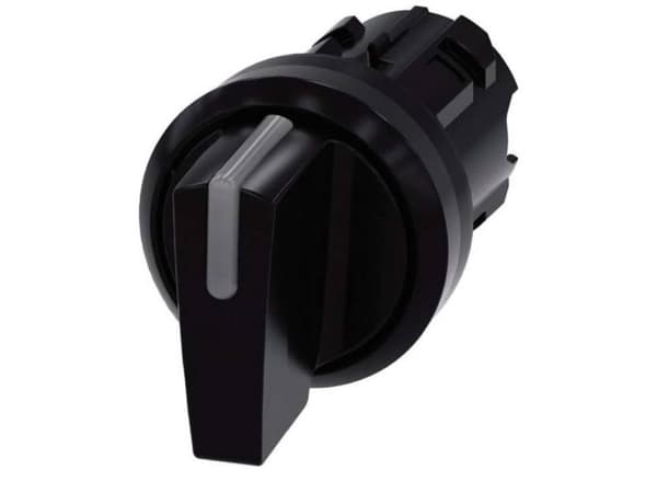 Valaistu kiertokytkin, 22 mm, pyöreä, muovi, musta, kiertokytkin lyhyt, 3 kytkinasentoa I&gt;O&lt;II.