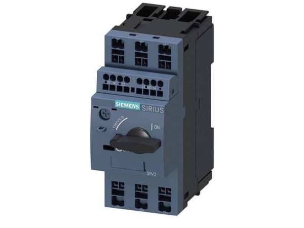 Siemens 3RV2011-1HA25 Strömbrytare 1 st Inställningsområde (ström): 5,5 - 8 A Kopplingsspänning (max.): 690 V/AC (B x H x D) 45 x 106 x 97 mm