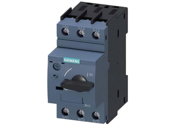Siemens 3RV2021-0GA10 Katkaisija 1 kpl Asetusalue (virta): 0,45 - 0,63 A Kytkentäjännite (max.): 690 V/AC (L x K x S) 45 x 97 x 97 mm