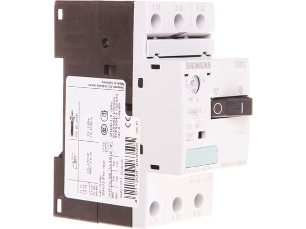 Siemens 3RV1011-0JA10 Katkaisija 1 kpl 3 x katkaisija Asetusalue (virta): 0,7 - 1 A Kytkentäjännite (max.): 690 V/AC (L x K x S) 45 x 90 x 81 mm (L x