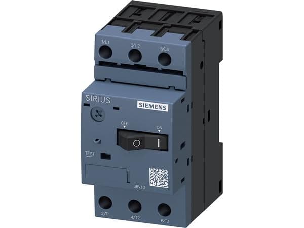 Siemens 3RV1011-1DA10 Katkaisija 1 kpl 3 x katkaisija Asetusalue (virta): 2,2 - 3,2 A Kytkentäjännite (max.): 690 V/AC (L x K x S) 45 x 90 x 81 mm
