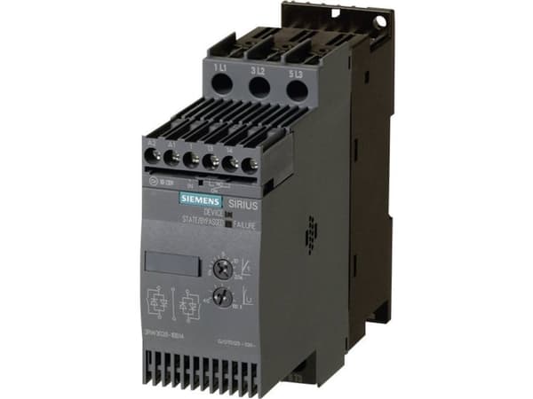 Siemens-pehmokäynnistin Moottorin teho 400 V:lla 22 kW Moottorin teho 230 V:lla 11 kW 400 V/AC Nimellisvirta 45 A 3RW3036 (3RW3036-1BB14)