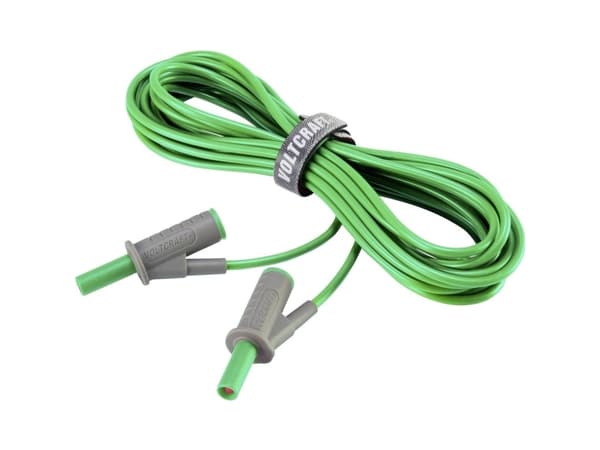 VOLTCRAFT MSB-501 Säkerhetstestledning [Lamellanslutning 4 mm - Lamellanslutning 4 mm] 5,00 m Grön 1 st