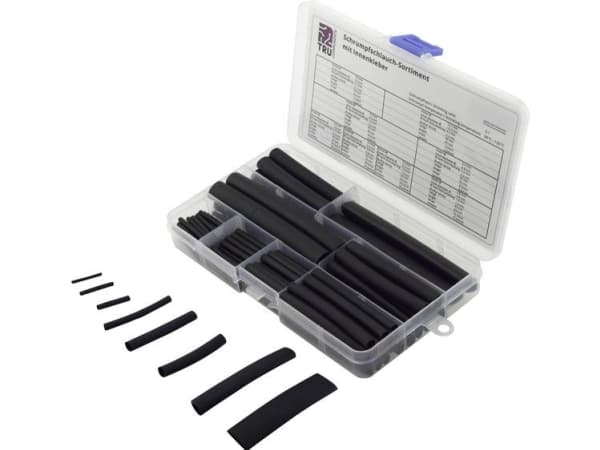 TRU COMPONENTS TC-6793940 Krympeslangesortiment Sort Krympningshastighed:3:1 100 stk