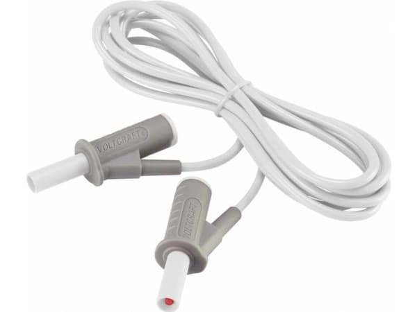 VOLTCRAFT MSB-501 Säkerhetstestledning [Lamellanslutning 4 mm - Lamellanslutning 4 mm] 2,00 m Vit 1 st