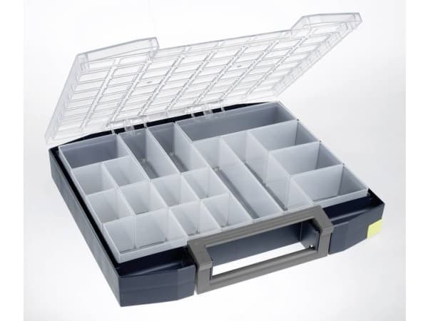 raaco Boxxser 80, Verktøy boks, Polykarbonat (PC), Polypropylen, Blå, Gjennomsiktig, 20 kg, Hengsel, 465 mm