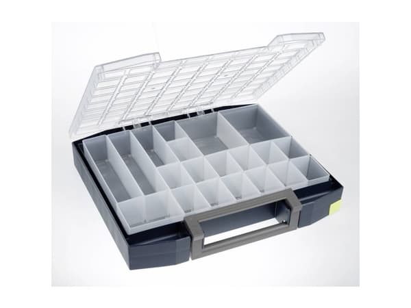 raaco Boxxser 80, Verktøy boks, Polykarbonat (PC), Polypropylen, Blå, Gjennomsiktig, 20 kg, Hengsel, 465 mm