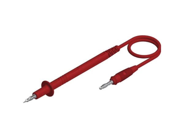 SKS Hirschmann PL 3 rot / red Prøveledning 4 mm-stik Lamelstik 4 mm 1.00 m Rød 1 stk