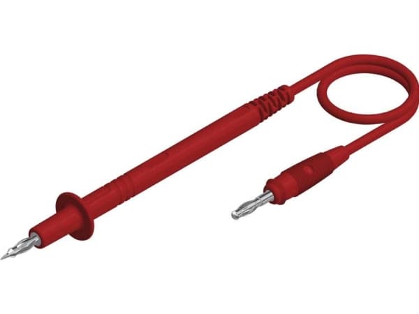 SKS Hirschmann PL 3 rot / red Prøveledning 4 mm-stik Lamelstik 4 mm 1.00 m Rød 1 stk