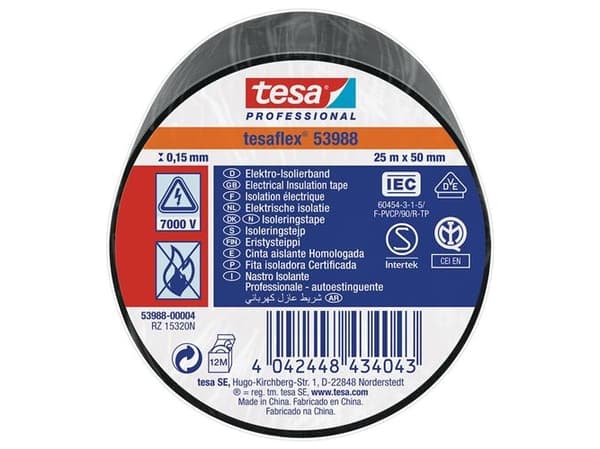 tesa 53988-00004-00 Isoleringsbånd tesa® Professional Sort (L x B) 25 m x 50 mm 1 stk