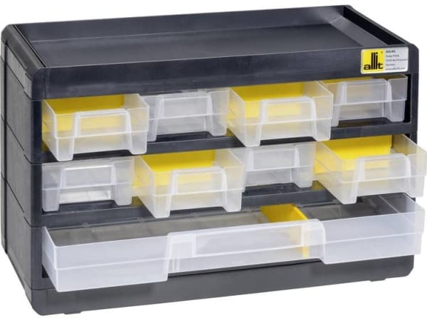 Allit 458080 Lagermagasin VarioPlus Basic 15 (B x H x T) 300 x 190 x 135 mm Sort, Gul 1 stk