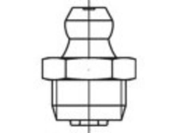 TOOLCRAFT DIN 71412 A 4 form A-M nippel, kort, med sekskant, Konushoved lige/aksial,med kegelgew. Mål: på 6 x 1 SW 7 (50 stk.) 50 stk