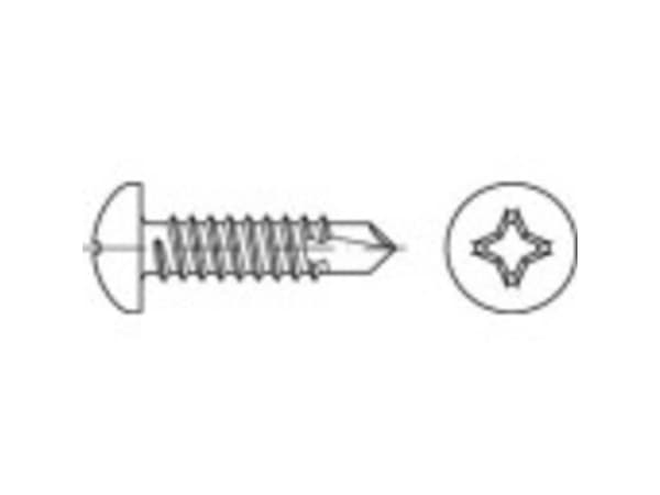 TOOLCRAFT TO-5441427 Poraruuvit 3,9 mm 13 mm Ristikkäisleikkaus Philips ISO 15481 Teräs Sinkitty 1000 kpl