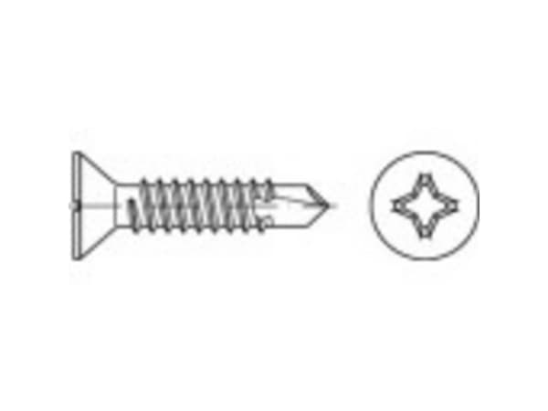 TOOLCRAFT TO-5441646 Borskrue 4.2 mm 45 mm Krydskærv Philips Stål Galvaniseret 500 stk
