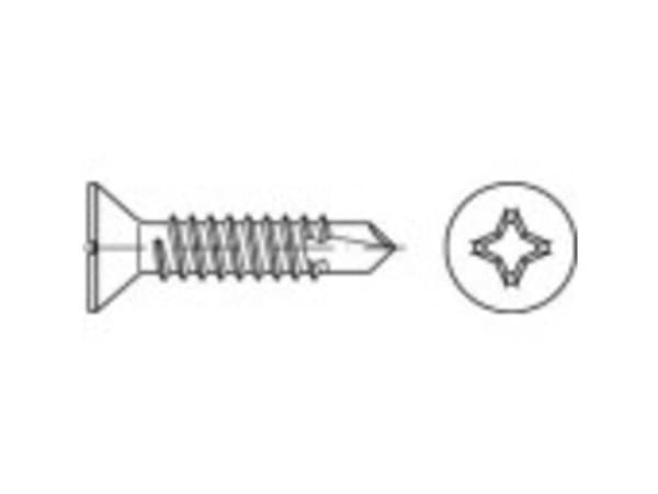 TOOLCRAFT TO-5441664 Poraruuvit 4,8 mm 32 mm Ristikkäisleikkaus Philips ISO 15482 Teräs Sinkitty 500 kpl
