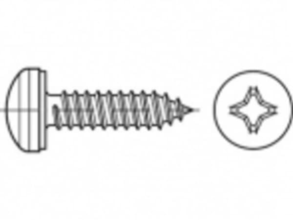 TOOLCRAFT TO-5444739 Litteä ruuvi 22 mm Lasta Philips 88981 Teräs Sinkitty 500 kpl