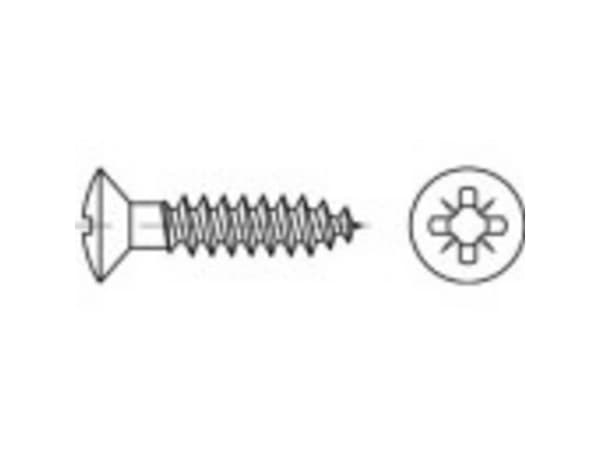 TOOLCRAFT TO-5454993 Spånskiveskruvar 3,5 mm 16 mm Korsklipp Pozidriv 88095 Mässing 1000 st