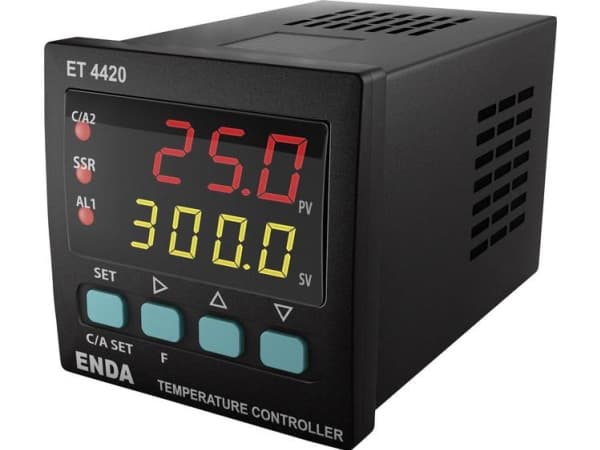 Enda ET4420-230 PID Temperaturregulator Pt100, J, K, T, S, R Relæ 2 A, SSR (L x B x H) 94 x 48 x 48 mm