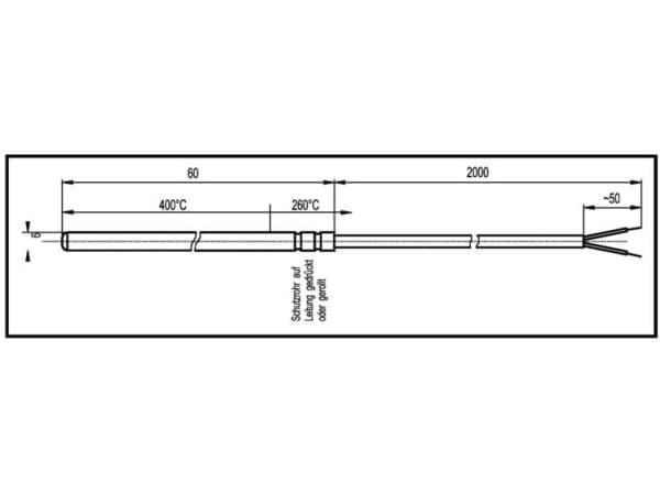 Enda K1-Pt100-6x60-2m Temperature Sensor Sensor Type Pt100 Measuring Range Temperature-50 To 400 °C Cable Length 2 M Sensor-Ø
