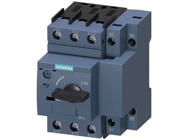 Siemens 3RV2111-0BA10 Katkaisija 1 kpl Asetusalue (virta): 0,14 - 0,2 A Kytkentäjännite (max.): 690 V/AC (L x K x S) 65 x 97 x 97 mm