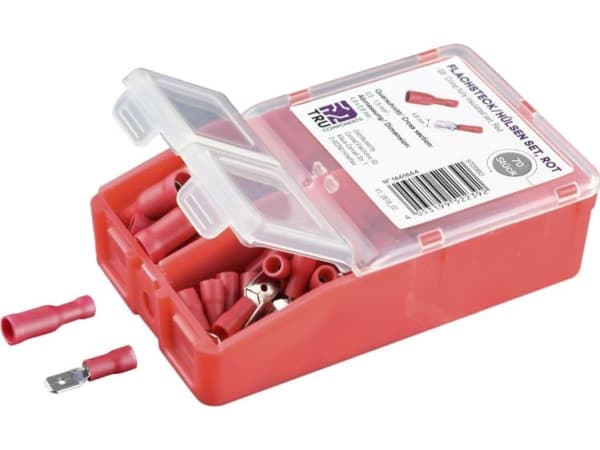 TRU COMPONENTS Klemmeforbindelsesstykker-sortiment 0.5 mm² 1.5 mm² Rød 140 stk Helisoleret