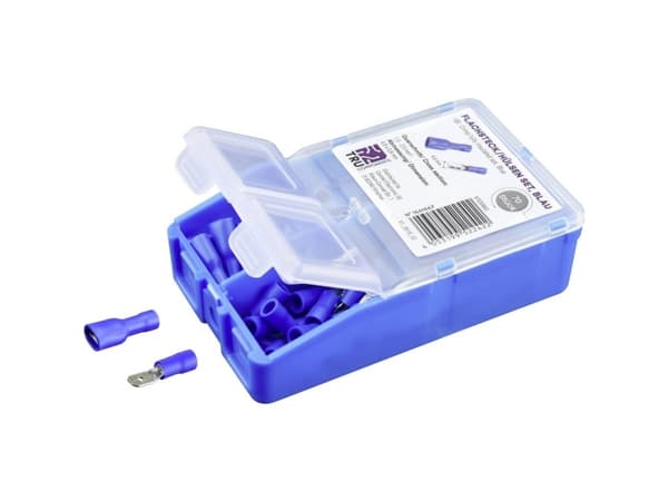 TRU COMPONENTS Klemmeforbindelsesstykker-sortiment 1.5 mm² 2.5 mm² Blå 140 stk Helisoleret