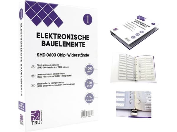 TRU COMPONENTS TC-6869408 Sortiment album SMD 0603 0,1 W 1 % 1000 delar