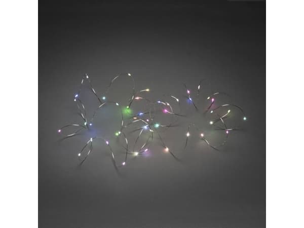 Konstsmide 6333-590 Mikrovaloketju Sisäisesti virtalähteen kautta Lamppujen lukumäärä 50 LED (RGB) Valaistu Pituus: 4,9 m