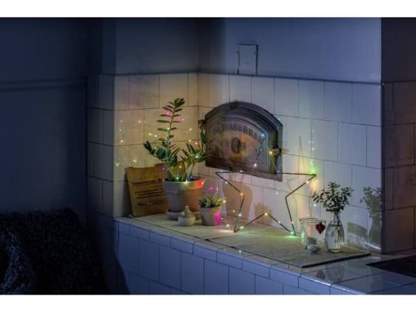 Konstsmide 6333-590 Mikrovaloketju Sisäisesti virtalähteen kautta Lamppujen lukumäärä 50 LED (RGB) Valaistu Pituus: 4,9 m