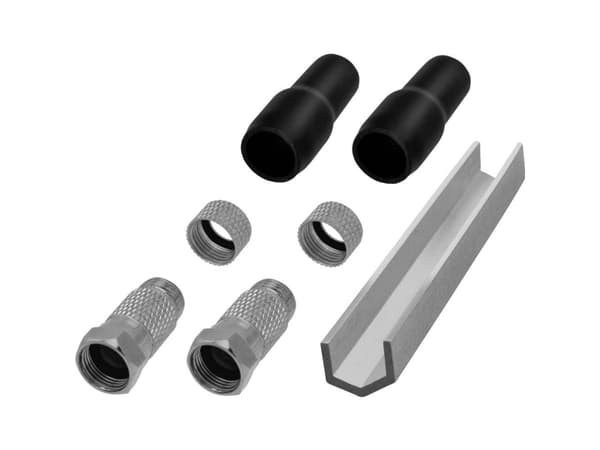 TRU COMPONENTS TC-6936288 F-kontakt Med knækbeskyttelsestylle Tilslutninger: F-stik Kabeldiameter: 8 mm 1 Set