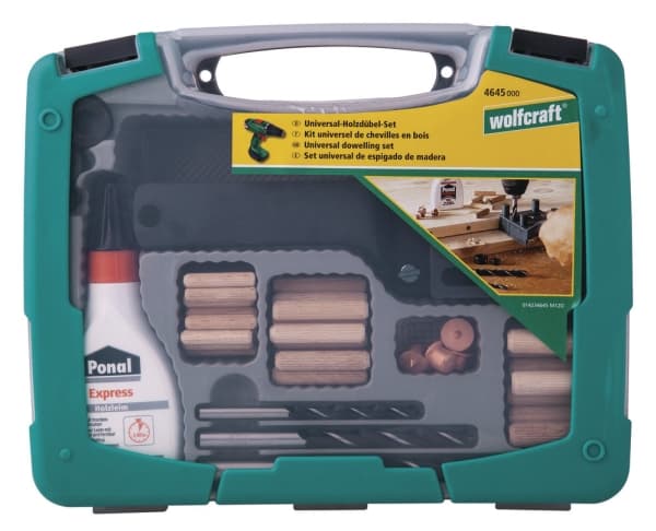wolfcraft GmbH 4645000, Rund, Tre, Ø 6 mm x 30 mm Ø 8 mm x 40 mm Ø 10 mm x 40 mm, 3 stykker, Sekskantnøkkel