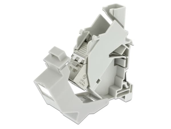 Delock Keystone Mounting for DIN rail with dust cover - Chassi med modulär insättning - kan monteras på DIN-skena - vit - 1 port