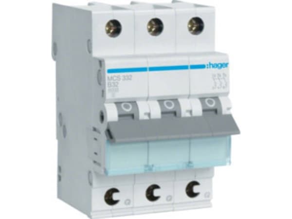 Hager MCS332, 32 A, 50 - 60 Hz, C-typ, 3 modul(er), -25 - 60 °C, -25 - 80 °C