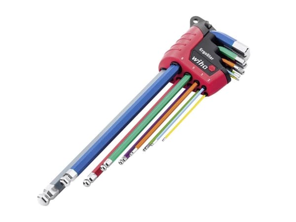 Wiha ErgoStar, Insexnycklar med L-handtag, set, Metrisk, 9 styck, 1.5,2,2.5,3,4,5,6,8,10 mm, 9,1 cm, 1,5 cm
