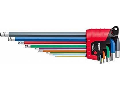 Wiha ErgoStar, Insexnycklar med L-handtag, set, Metrisk, 9 styck, 1.5,2,2.5,3,4,5,6,8,10 mm, 9,1 cm, 1,5 cm