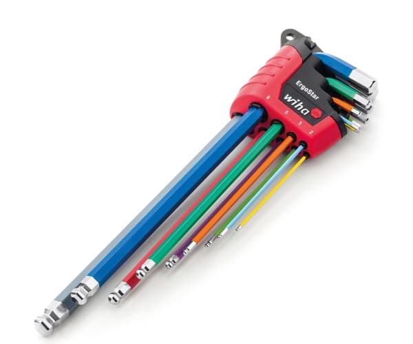 Wiha ErgoStar, Insexnycklar med L-handtag, set, Metrisk, 9 styck, 1.5,2,2.5,3,4,5,6,8,10 mm, 9,1 cm, 1,5 cm