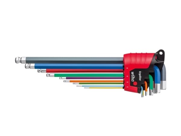 Wiha ErgoStar, Insexnycklar med L-handtag, set, Metrisk, 9 styck, 1.5,2,2.5,3,4,5,6,8,10 mm, 9,1 cm, 1,5 cm
